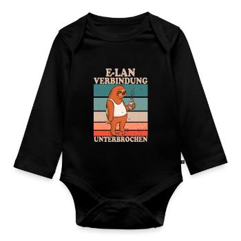 E-Lan Verbindung Unterbrochen Faultier Fans - Baby Bio-Langarm-Body - Schwarz - Vorne
