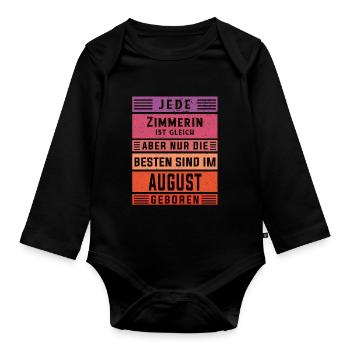 Zimmermann Geburtstag August geboren Zimmererin - Baby Bio-Langarm-Body - Schwarz - Vorne