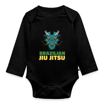 Jiu Jitsu Dragon Demon - Brasilianisches Jiu Jitsu - Baby Bio-Langarm-Body - Schwarz - Vorne
