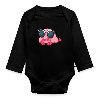 Blobfish with sunglasses - Organic Longsleeve Baby Bodysuit - black - Front