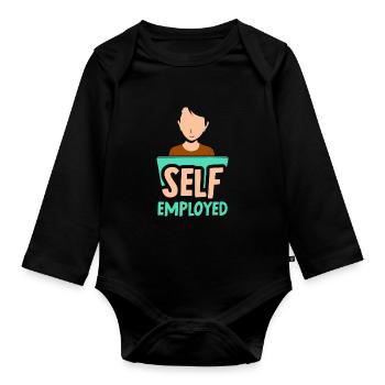 Self-employed Mom Freelancer Freelancer - Organic Longsleeve Baby Bodysuit - black - Front