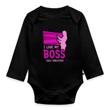 Ich Liebe Meinen Chef Selbstständig Freelancer - Baby Bio-Langarm-Body - Schwarz - Vorne