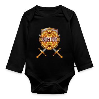 Virtue (Gold) - Organic Longsleeve Baby Bodysuit - black - Front