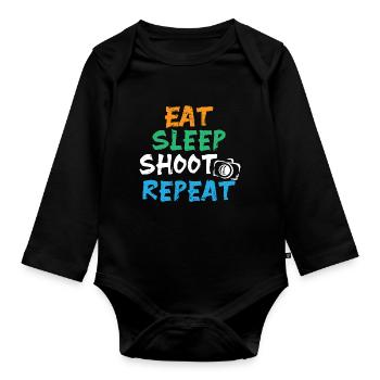 Photographer Photos Photo Cameraman Paparazzo - Organic Longsleeve Baby Bodysuit - black - Front