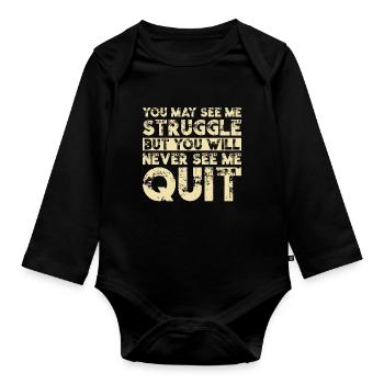 I will never give up - Organic Longsleeve Baby Bodysuit - black - Front