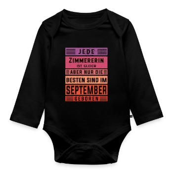 Zimmermann Geburtstag September geboren Zimmererin - Baby Bio-Langarm-Body - Schwarz - Vorne