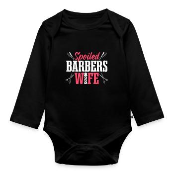 Salon de coiffure Coiffeur gâté Femme - Body Bébé bio manches longues - noir - Devant