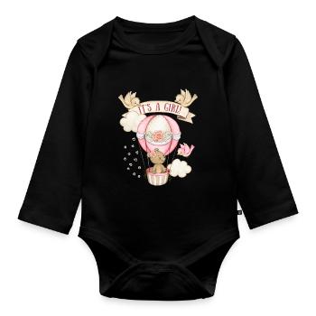 Baby-Girl, Teddybär-Baby, Cute-Design It's a girl - Baby Bio-Langarm-Body - Schwarz - Vorne