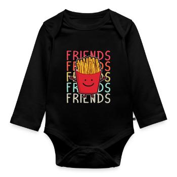Pommes Frites Pommes Liebhaber Pommes Fritten Gesc - Baby Bio-Langarm-Body - Schwarz - Vorne