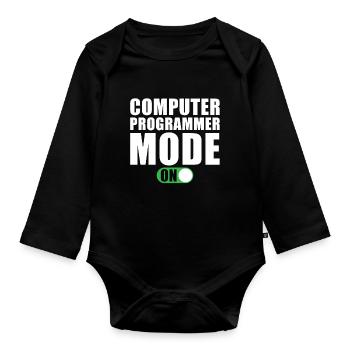 Mode programmeur informatique activé - Body Bébé bio manches longues - noir - Devant
