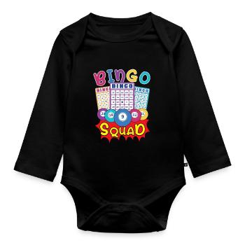 Bingo Card Game Grandma Bingo Player Bingo Cards - Organic Longsleeve Baby Bodysuit - black - Front