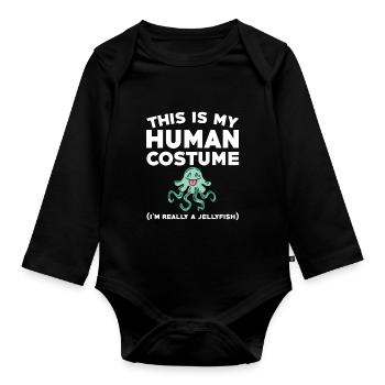 Lustiges Quallenkostüm - Baby Bio-Langarm-Body - Schwarz - Vorne