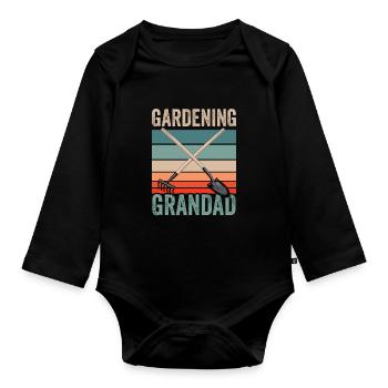 Jardinage Grand-père Jardin Grand-père Jardinier - Body Bébé bio manches longues - noir - Devant