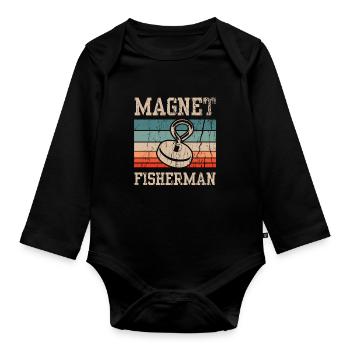 Magnet Pêcheur Aimant Pêche magnétique - Body Bébé bio manches longues - noir - Devant