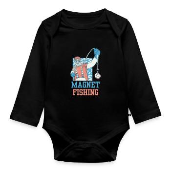 Aimant de pêche magnétique Pêcheur magnétique - Body Bébé bio manches longues - noir - Devant