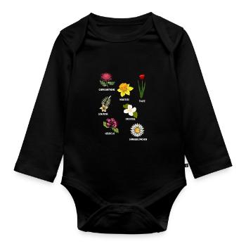 Flower Flower Species - Organic Longsleeve Baby Bodysuit - black - Front