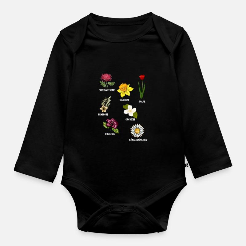 Espèces de fleurs Fleurs - Body Bébé bio manches longues - noir