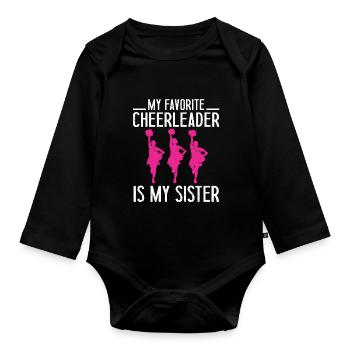 Ma pom-pom girl préférée est Ma sœur Cheer - Body Bébé bio manches longues - noir - Devant