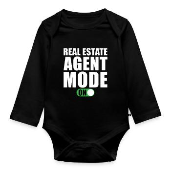 Immobilienmakler Modus an - Baby Bio-Langarm-Body - Schwarz - Vorne