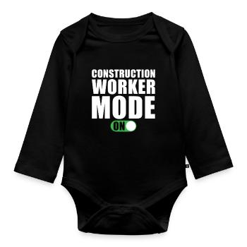 Mode travailleur de la construction activé - Body Bébé bio manches longues - noir - Devant