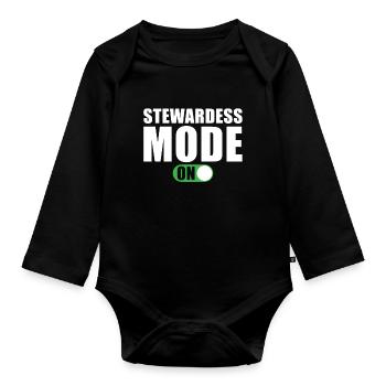 Stewardess Mode On - Organic Longsleeve Baby Bodysuit - black - Front