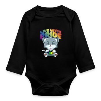 LGBTQ Cat Progressiv Pride - Transgender - Baby Bio-Langarm-Body - Schwarz - Vorne