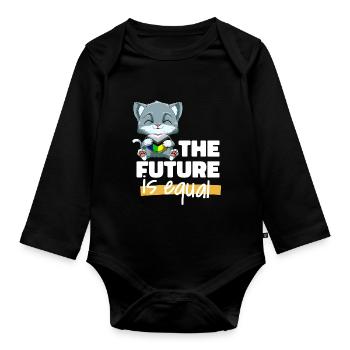 Progressiv Stolz Katze - Transgender Genderqueer - Baby Bio-Langarm-Body - Schwarz - Vorne