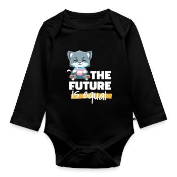 Lustige Transgender Stolz Katze - Katze umarmt - Baby Bio-Langarm-Body - Schwarz - Vorne
