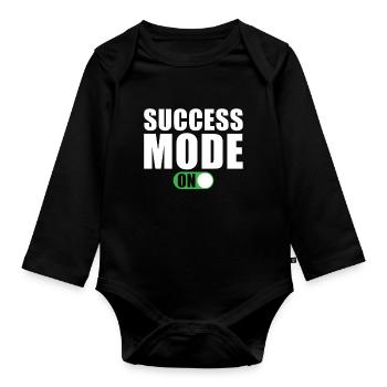 Success Motivation Quote Success Mode On - Organic Longsleeve Baby Bodysuit - black - Front