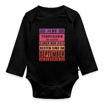 Tierwirt Geburtstag September geboren - Baby Bio-Langarm-Body - Schwarz - Vorne