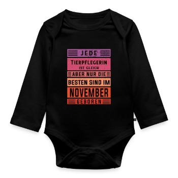 Tierwirt Geburtstag November geboren - Baby Bio-Langarm-Body - Schwarz - Vorne