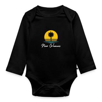 New Orleans Summer Palms Vacation Travel Souvenir - Organic Longsleeve Baby Bodysuit - black - Front