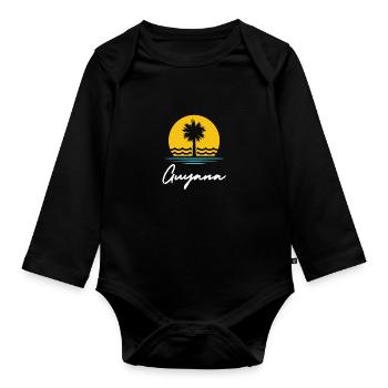 Guyana Summer Palms Holiday Travel Souvenir - Body Bébé bio manches longues - noir - Devant