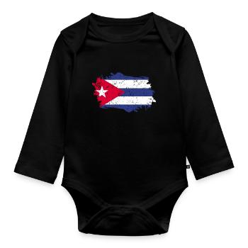 Cuba Flag Grunge Cuba Flag - Organic Longsleeve Baby Bodysuit - black - Front