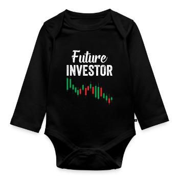 Future Investor Invest Invest - Organic Longsleeve Baby Bodysuit - black - Front