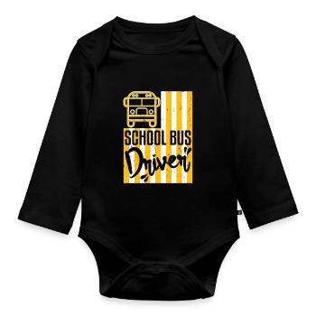 American Flag School Bus Driver Distressed - Organic Longsleeve Baby Bodysuit - black - Front