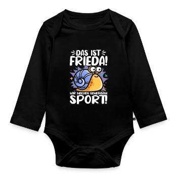 Das ist Frieda Wir machen gemeinsam Sport Joggen - Baby Bio-Langarm-Body - Schwarz - Vorne