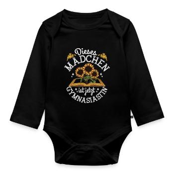 Einschulung Gymnasium Mädchen - Baby Bio-Langarm-Body - Schwarz - Vorne