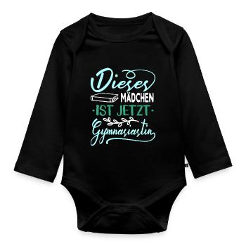 Einschulung Gymnasium Mädchen - Baby Bio-Langarm-Body - Schwarz - Vorne
