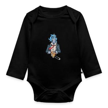Monster Animals - Tronçonneuse Licorne - Body Bébé bio manches longues - noir - Devant