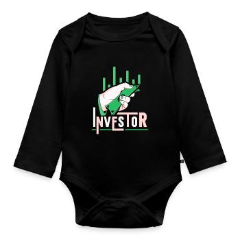 Anleger Anlegen Finanzier Investor Investieren - Baby Bio-Langarm-Body - Schwarz - Vorne