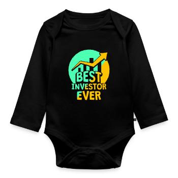 Meilleur investisseur jamais investi Investisseurs - Body Bébé bio manches longues - noir - Devant