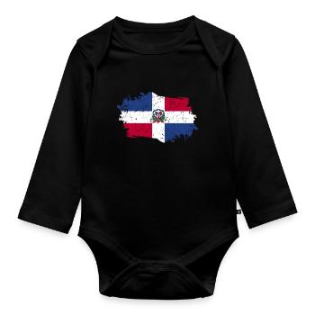 Dominican Republic Flag - Organic Longsleeve Baby Bodysuit - black - Front