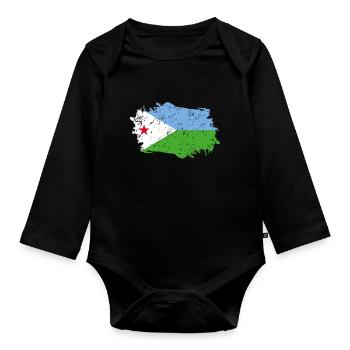 Djibouti Flag Grunge Djibouti Flag - Body Bébé bio manches longues - noir - Devant