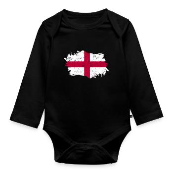 Angleterre Drapeau Grunge Angleterre Drapeau - Body Bébé bio manches longues - noir - Devant