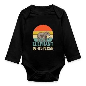 Chuchoteur d’éléphant - Body Bébé bio manches longues - noir - Devant