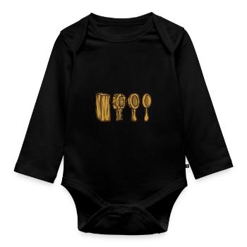 Woodworking Spoon Wood Carving Wood Carver - Organic Longsleeve Baby Bodysuit - black - Front
