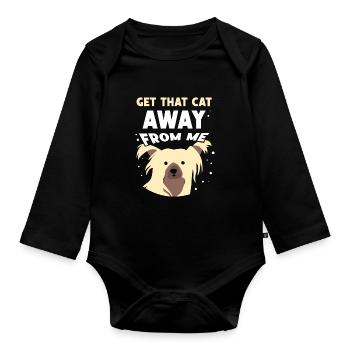 Take The Cat Away From Me Puppy Lover Dog - Organic Longsleeve Baby Bodysuit - black - Front