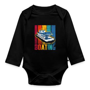 Boating Sailboat Boat Boat Yacht - Organic Longsleeve Baby Bodysuit - black - Front