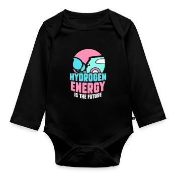 Energie Aus Wasserstoff Ist Die Zukunft Hydrogen - Baby Bio-Langarm-Body - Schwarz - Vorne